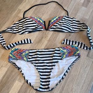 Nanette Lapore striped geometrical bikini, L